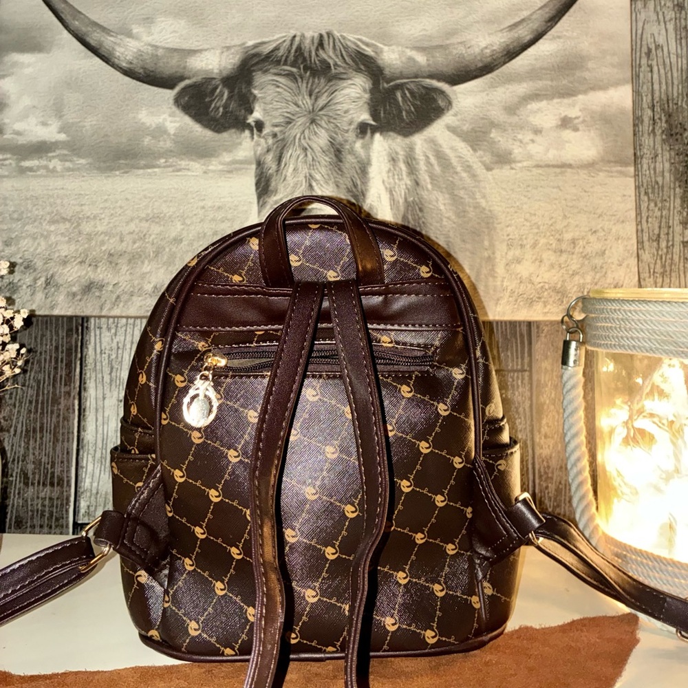 Brown Patterned Backpack - image 6